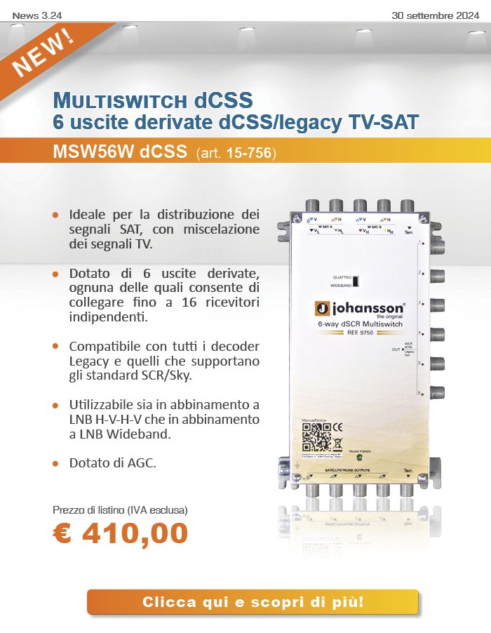 Multiswitch dCSS 6 uscite derivate dCSS/legacy TV-SAT  MSW56W dCSS  (art. 15-756)  